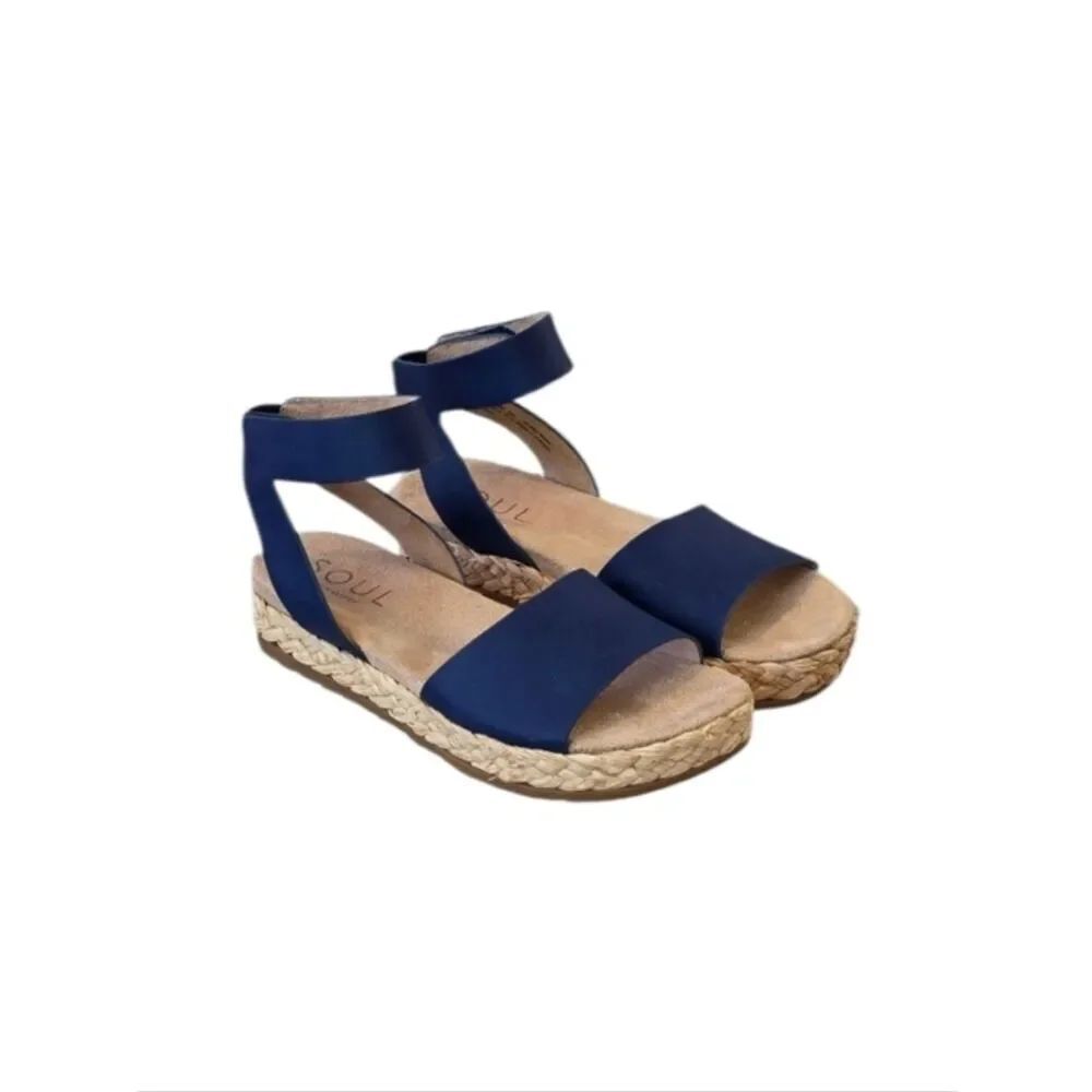 Soul Naturalizer Navy Blue Deara Ankle Strap Flatform Sandals Size 6.5M